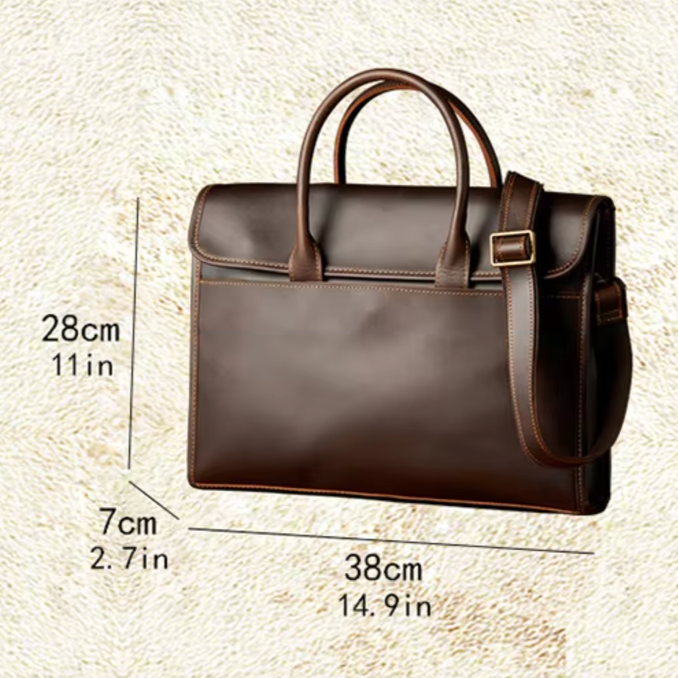 Men's Genuine Leather Business Briefcase Crossbody Messenger Bag