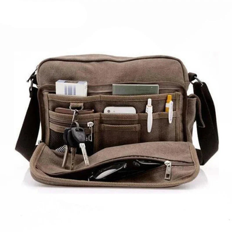 Men's Versatile Travel Canvas Crossbody Messenger Bag