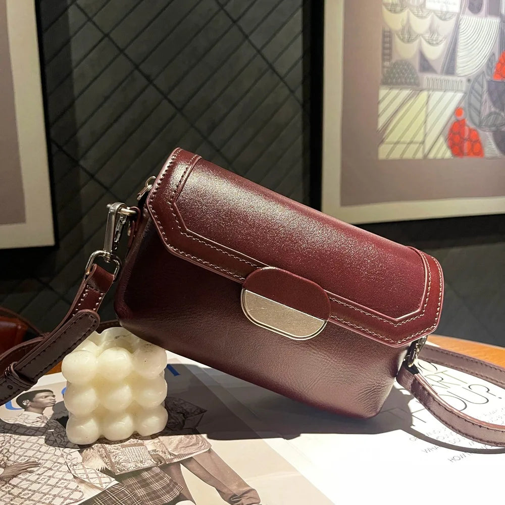 Chloe | Women's Genuine Leather Crossbody Messenger Bag with Buckle Closure