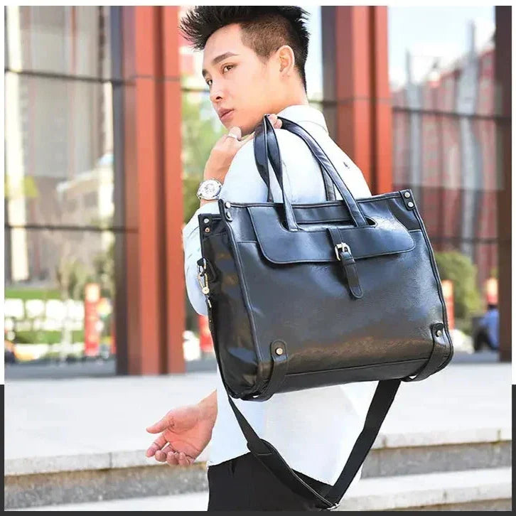 Luca | Men's Large Capacity Leather Crossbody Messenger Bag with Laptop Compartment