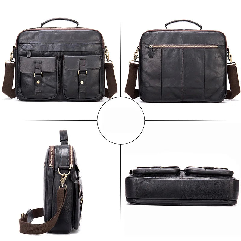 Alexander | Men's Genuine Leather Briefcase Crossbody Messenger Travel Handbag