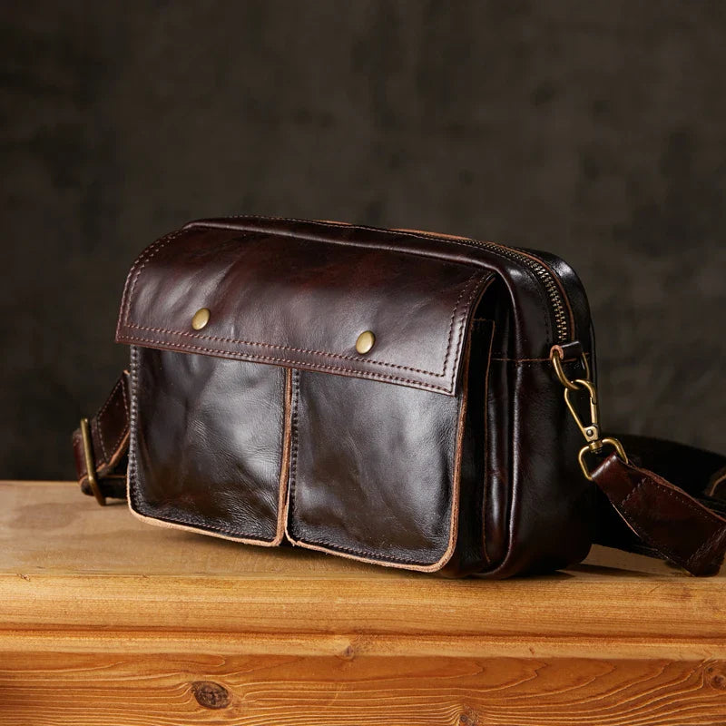 Oliver | Men's Cowhide Leather Crossbody Messenger Travel Bag