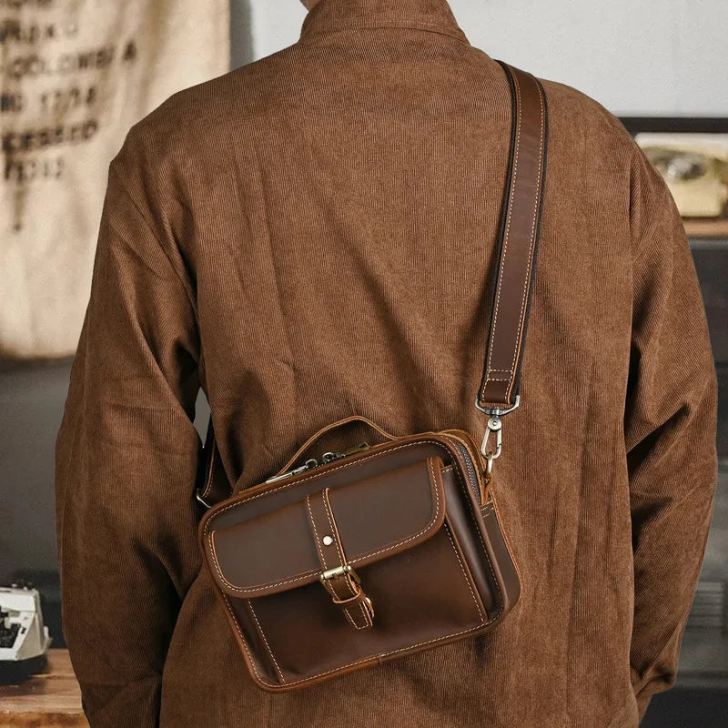 Henry | Men's Retro Leather Small Crossbody Messenger Handbag