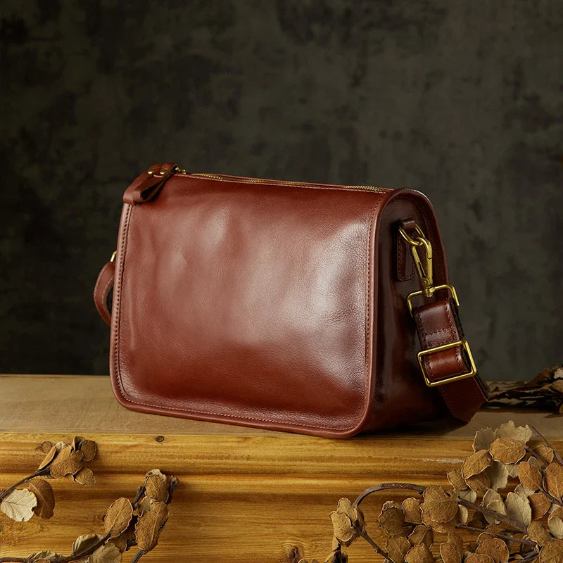 Men's Top Layer Cowhide Business Crossbody Messenger Shoulder Bag