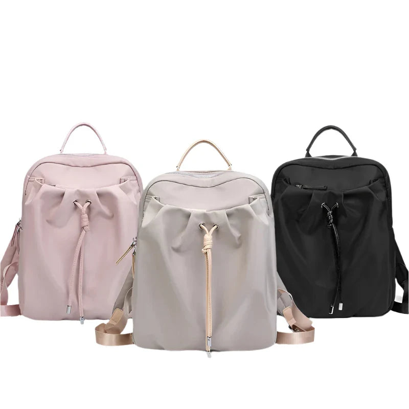 Chloe | Women's Fashion Daypack with Pleated Drawstring Travel Laptop Backpack