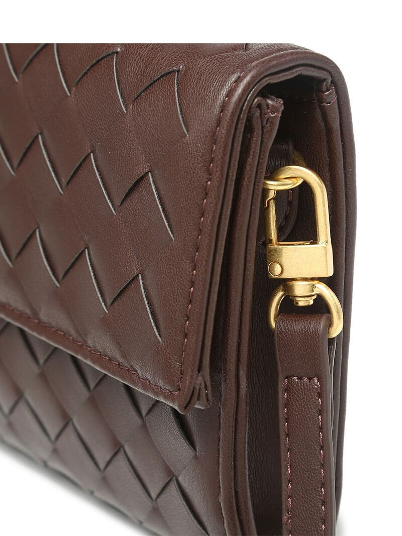 Women's Woven Shoulder Handbag with Top Handle and Flap Closure