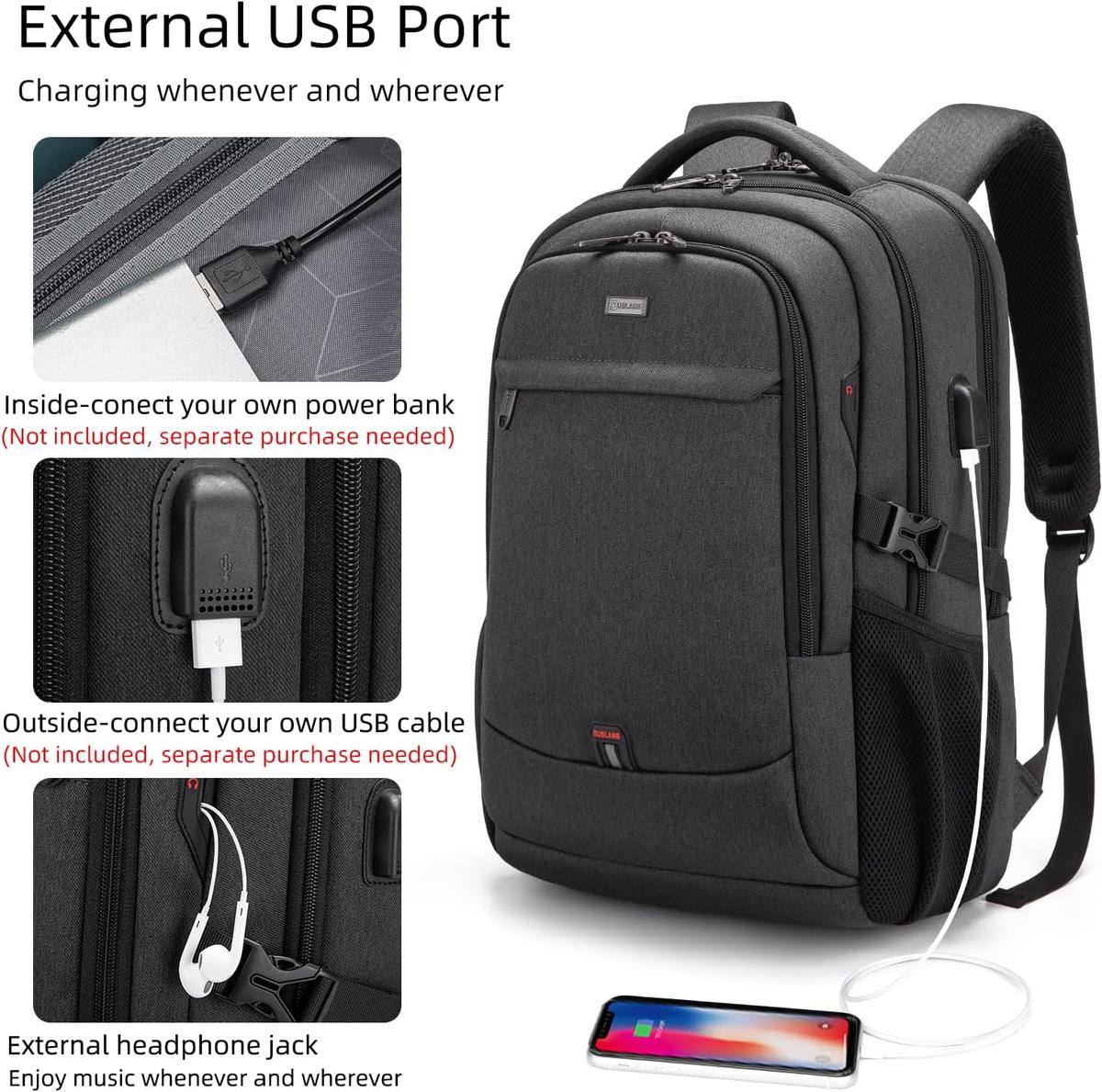 Anti-Theft Travel Laptop Backpack with USB Port and Organized Storage