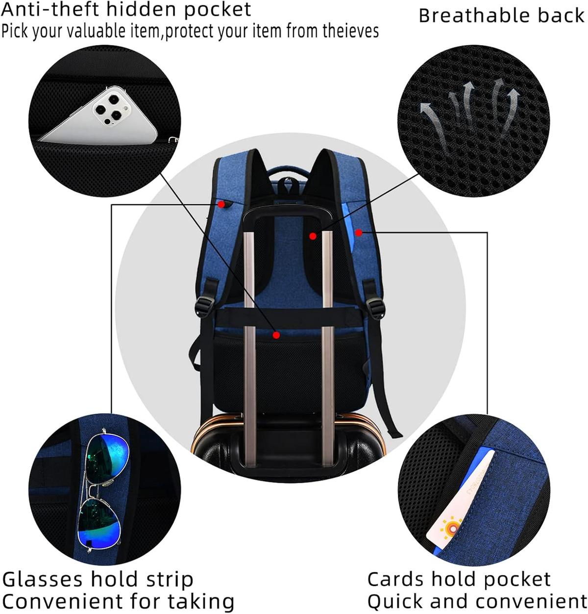 Anti-Theft Travel Laptop Backpack with USB Port and Organized Storage