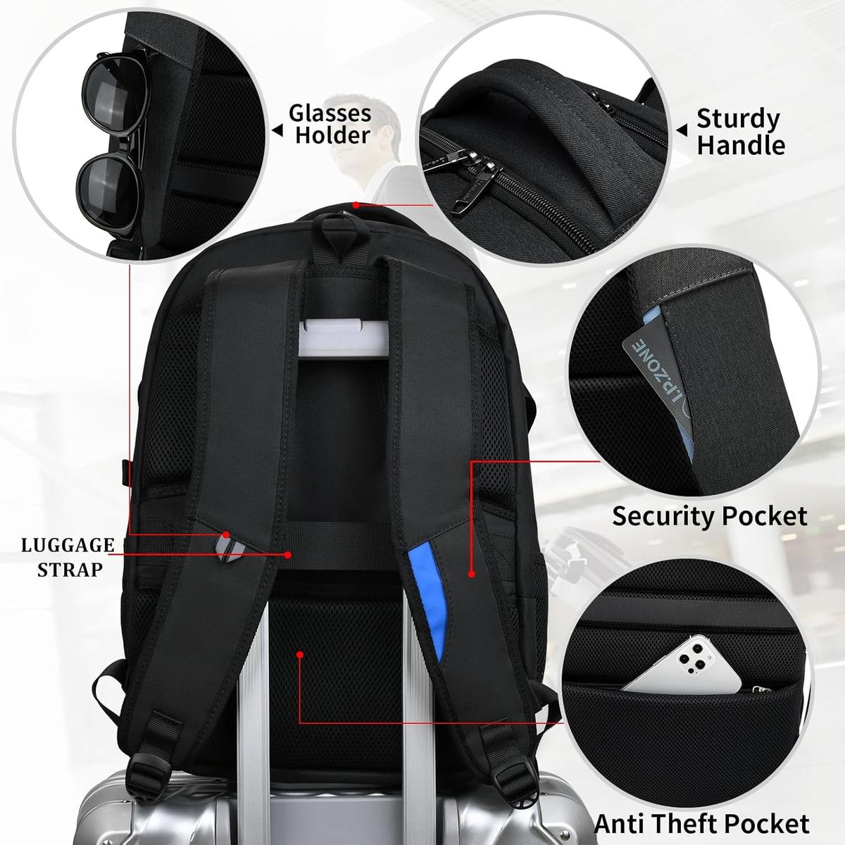 Anti-Theft Travel Laptop Backpack with USB Port and Organized Storage