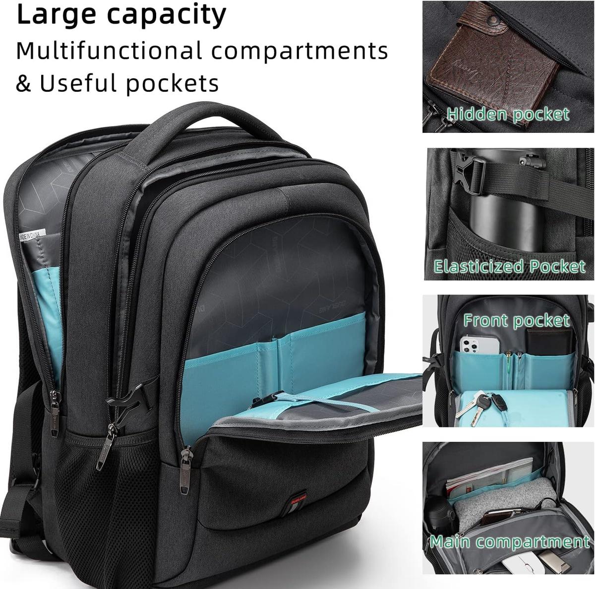 Anti-Theft Travel Laptop Backpack with USB Port and Organized Storage