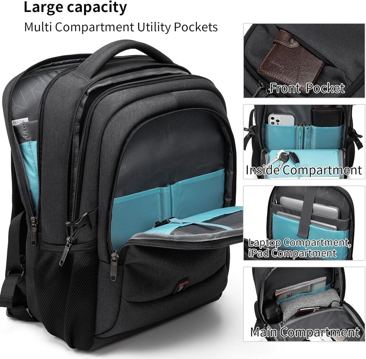 Anti-Theft Travel Laptop Backpack with USB Port and Organized Storage
