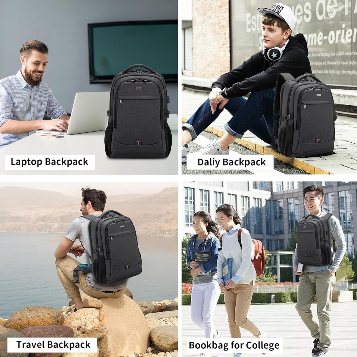 Anti-Theft Travel Laptop Backpack with USB Port and Organized Storage