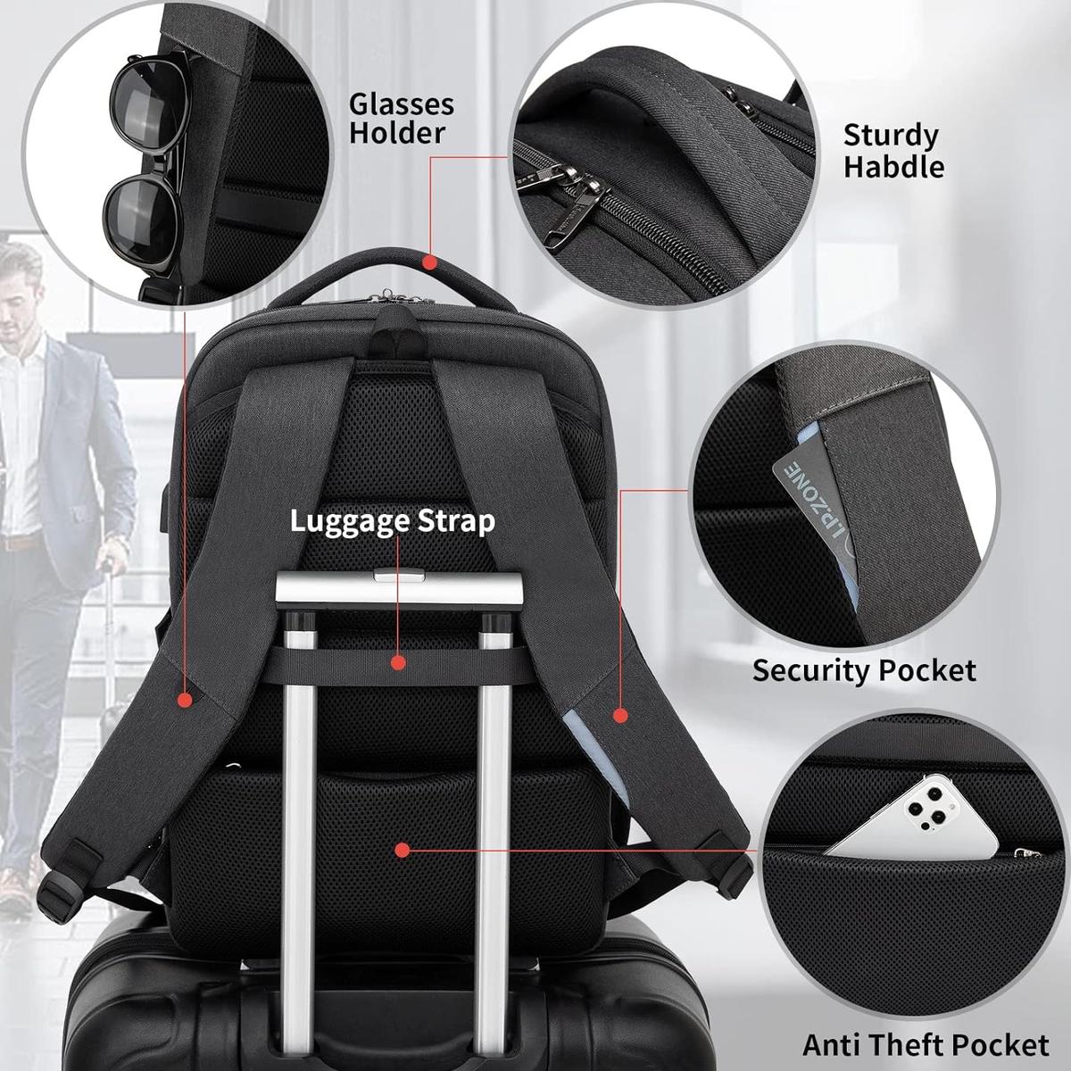 Anti-Theft Travel Laptop Backpack with USB Port and Organized Storage