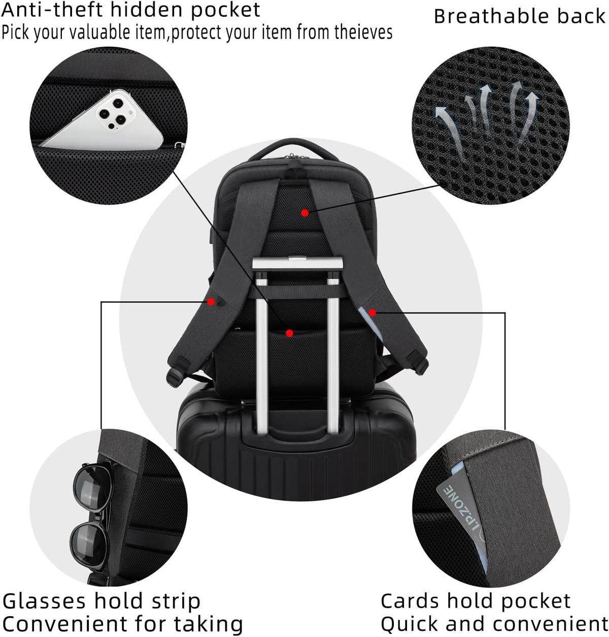 Anti-Theft Travel Laptop Backpack with USB Port and Organized Storage
