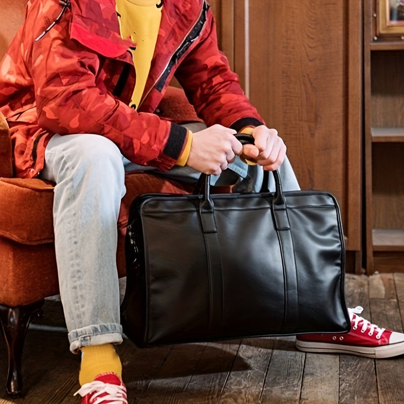 Men's Large Capacity Faux Leather Travel Duffle Bag