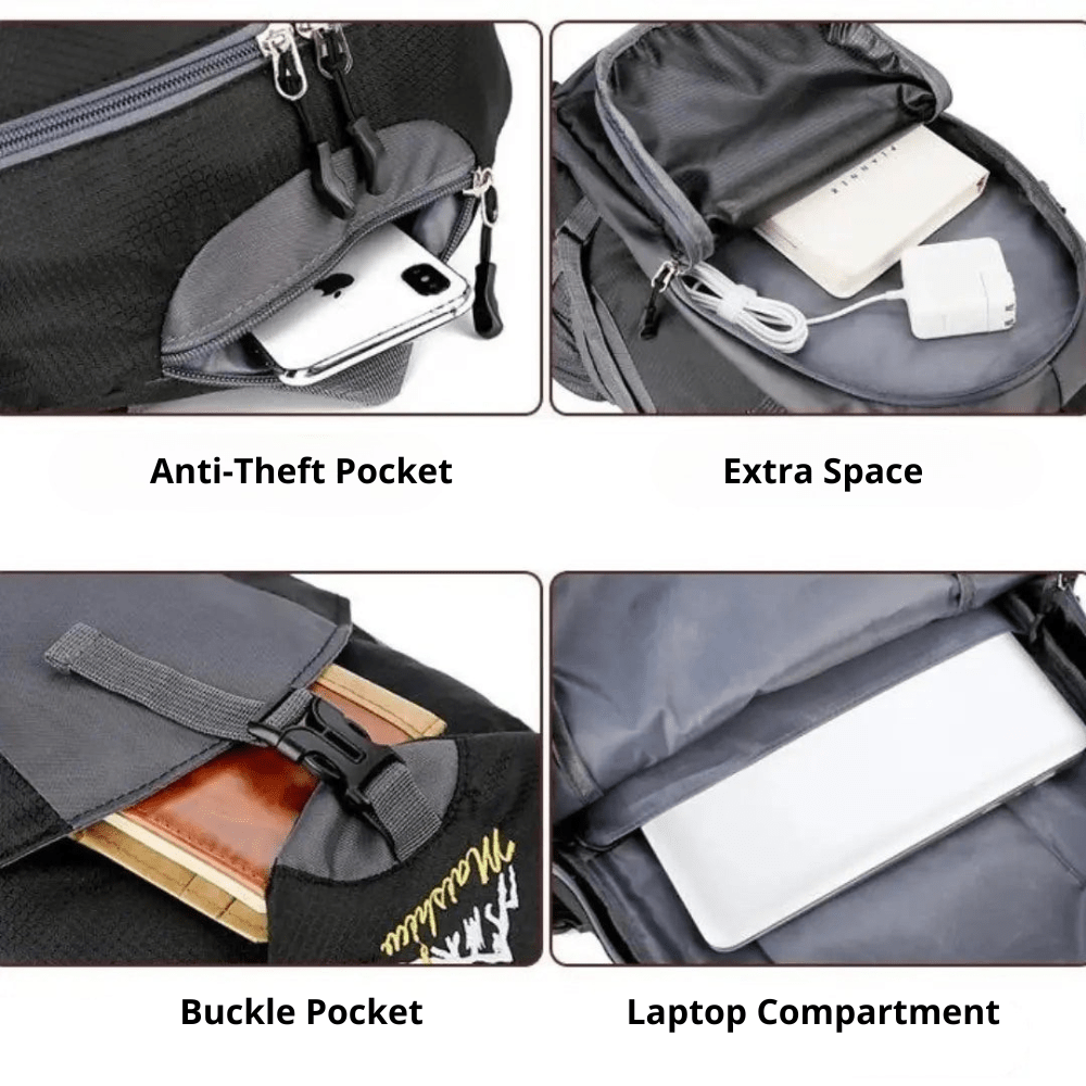 Men's Backpack 40L Waterproof Hiking Rucksack with Trekking Pole Straps