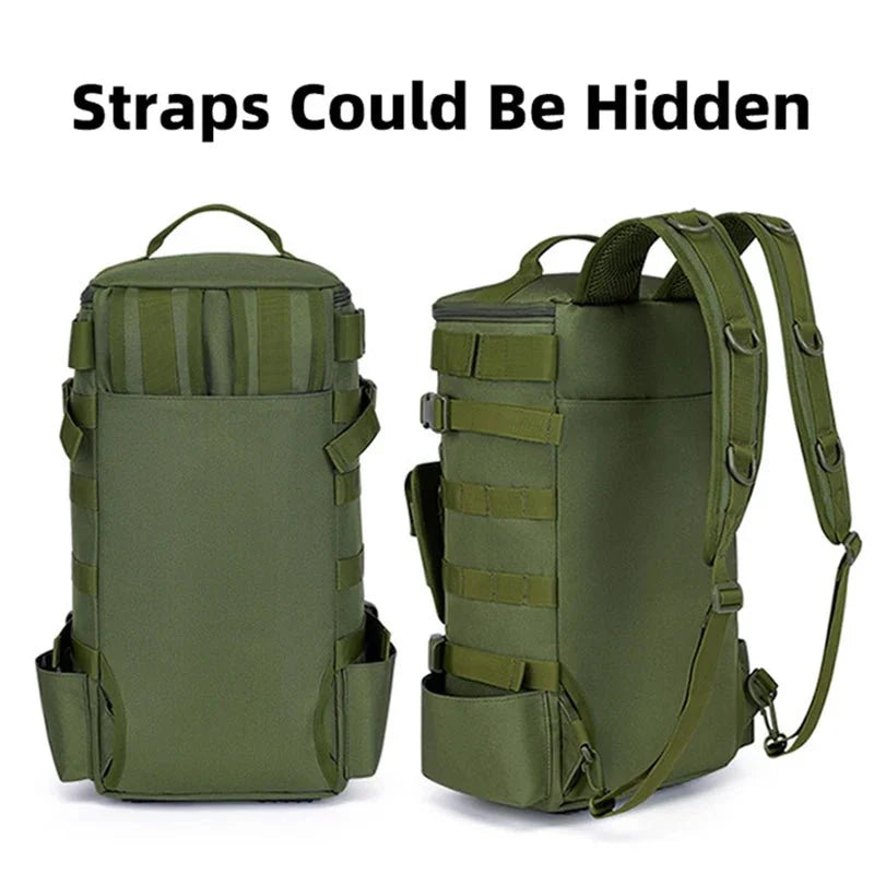 Fishing Gear Backpack Water-Resistant Multi-Pocket Bag with Rod Holders