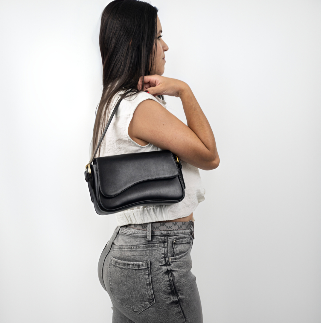 Women’s Curved Flap Bag with Adjustable Shoulder Strap