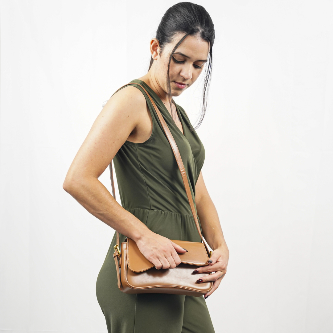 Women’s Curved Flap Bag with Adjustable Shoulder Strap
