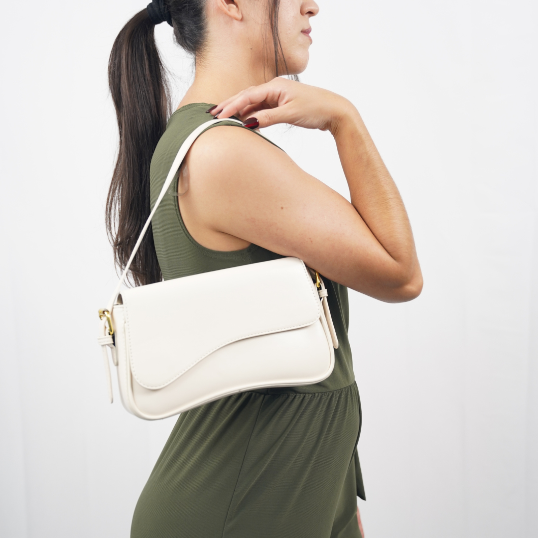 Women’s Curved Flap Bag with Adjustable Shoulder Strap