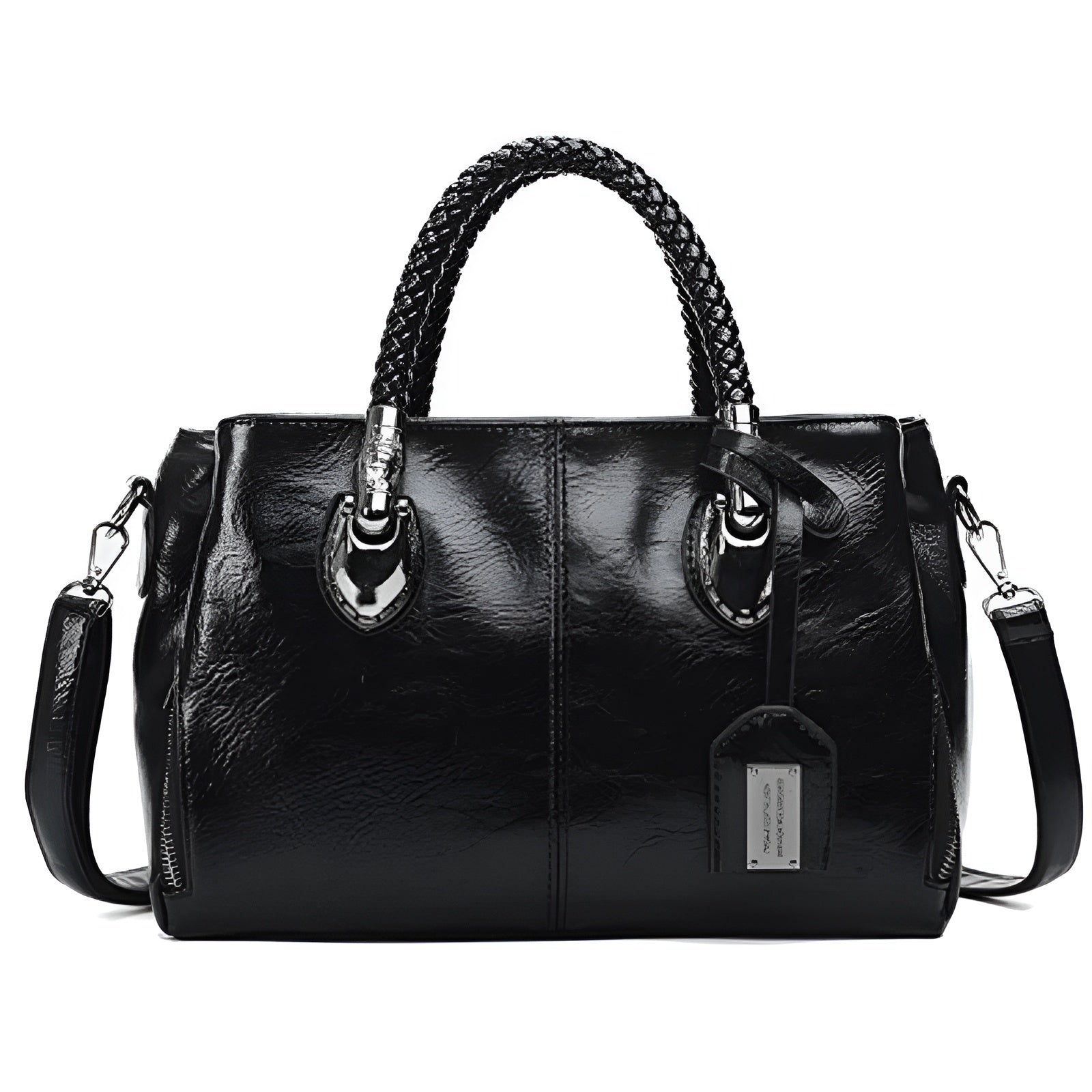 Women’s Braided Handle Handbag Chic Spacious Shoulder Bag