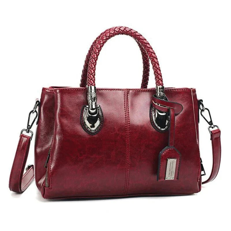Women’s Braided Handle Handbag Chic Spacious Shoulder Bag