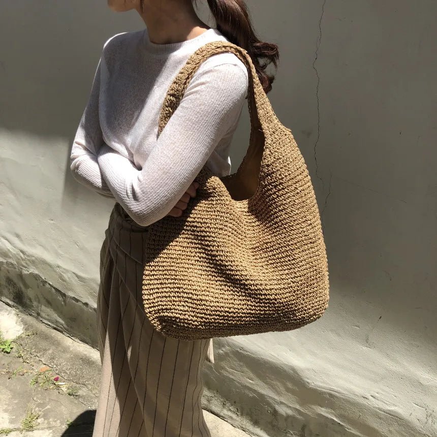 Women’s Summer Beach Tote Bag Lightweight Woven Design