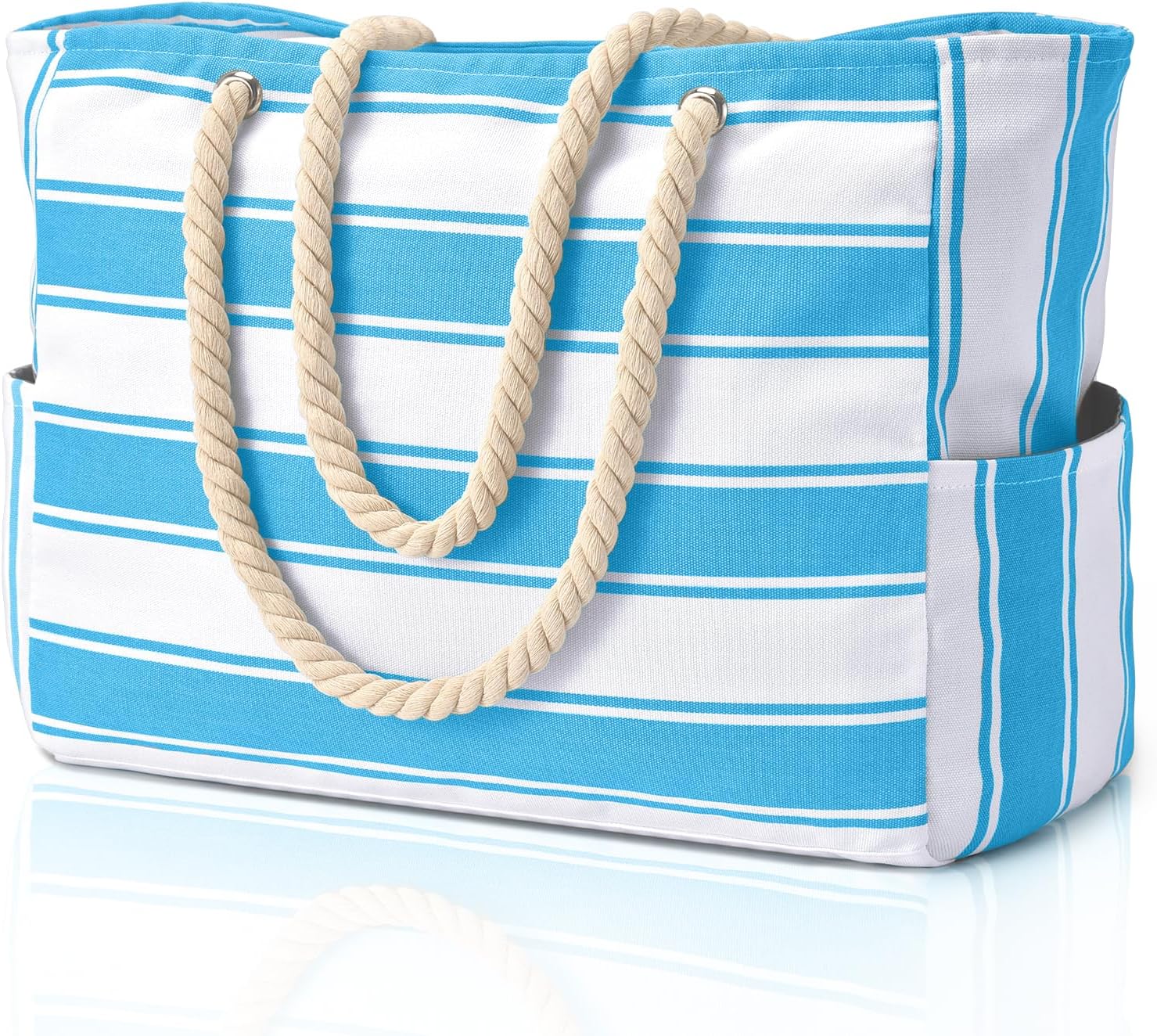 Oversized Waterproof Sandproof Beach Tote Bag With Secure Zipper Top