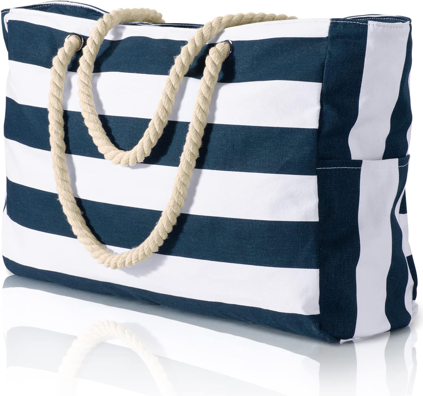 Oversized Waterproof Sandproof Beach Tote Bag With Secure Zipper Top