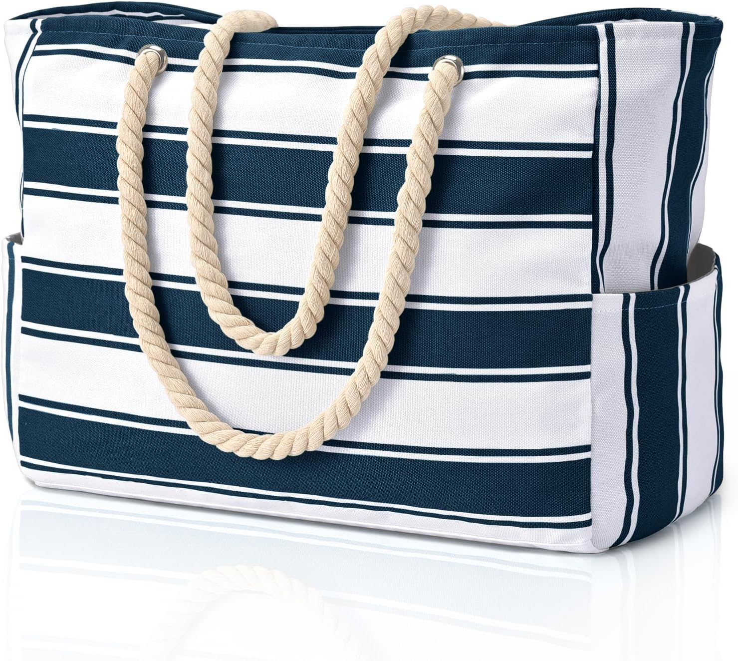 Oversized Waterproof Sandproof Beach Tote Bag With Secure Zipper Top