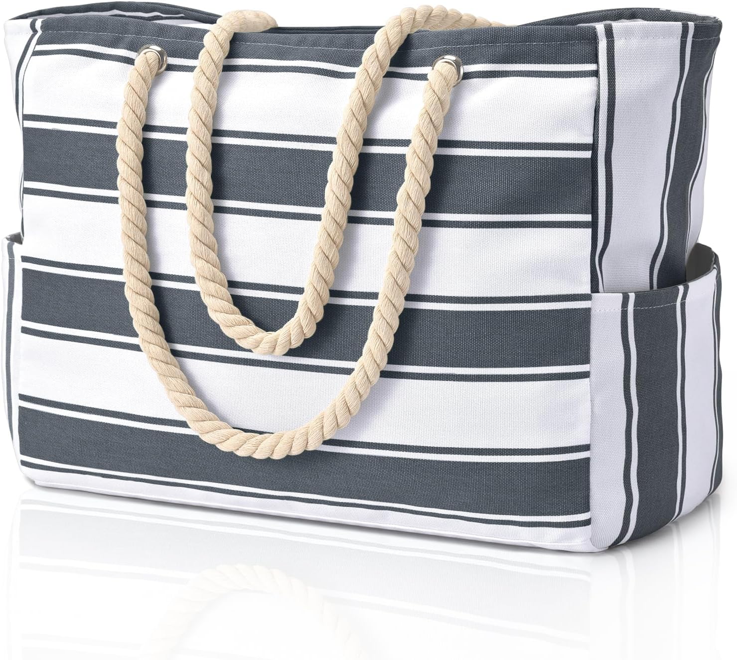 Oversized Waterproof Sandproof Beach Tote Bag With Secure Zipper Top