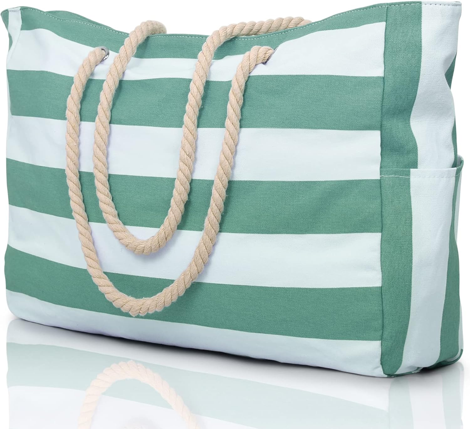 Oversized Waterproof Sandproof Beach Tote Bag With Secure Zipper Top