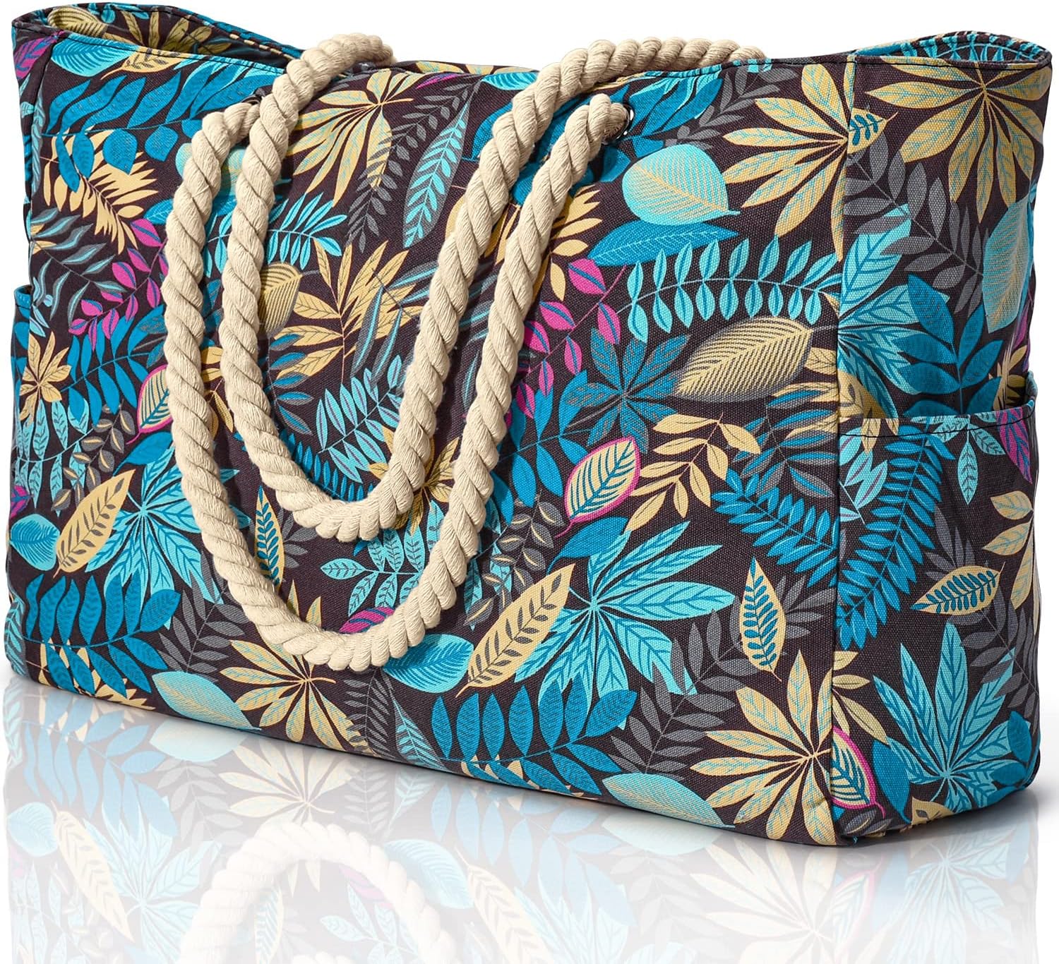 Oversized Waterproof Sandproof Beach Tote Bag With Secure Zipper Top