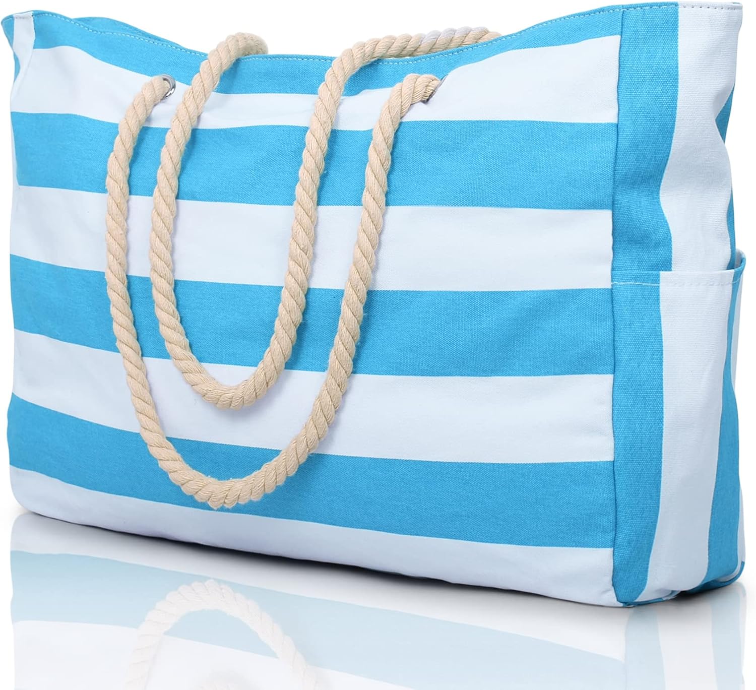 Oversized Waterproof Sandproof Beach Tote Bag With Secure Zipper Top