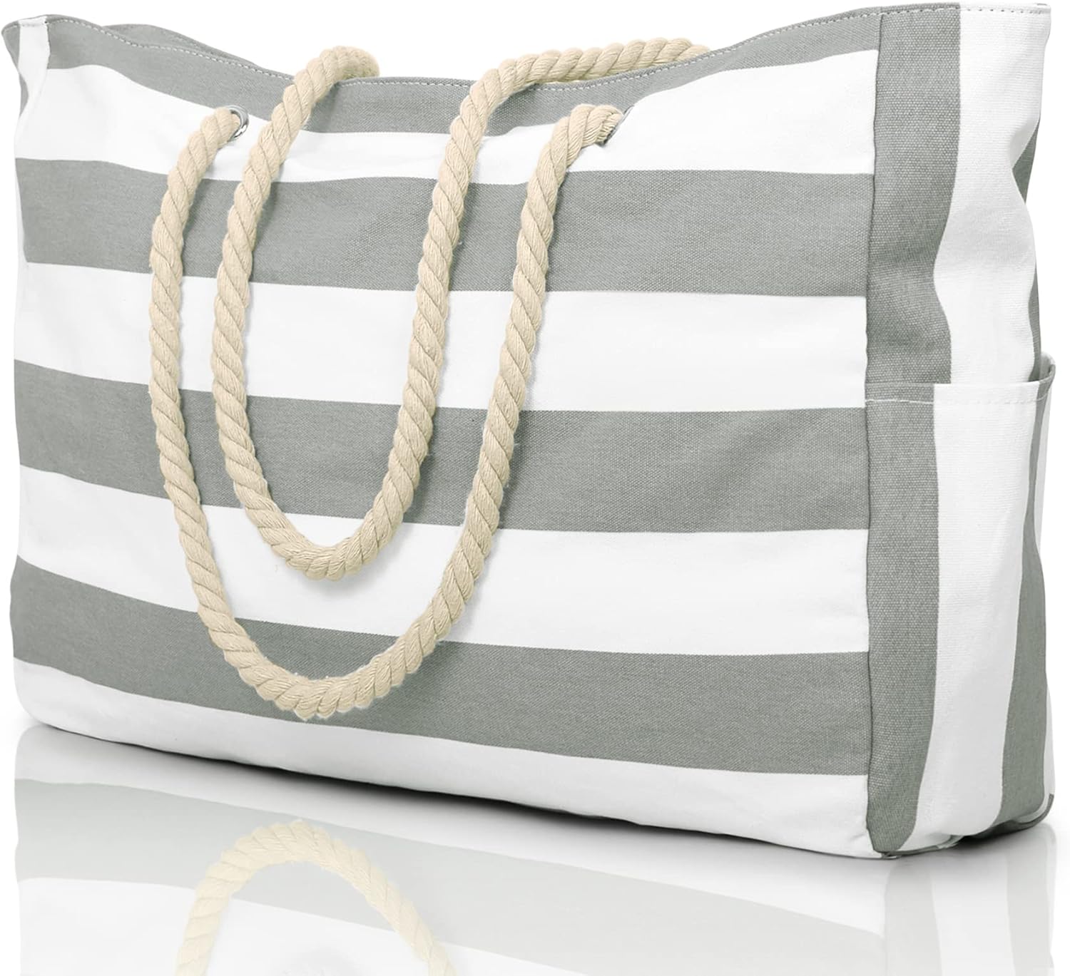 Oversized Waterproof Sandproof Beach Tote Bag With Secure Zipper Top