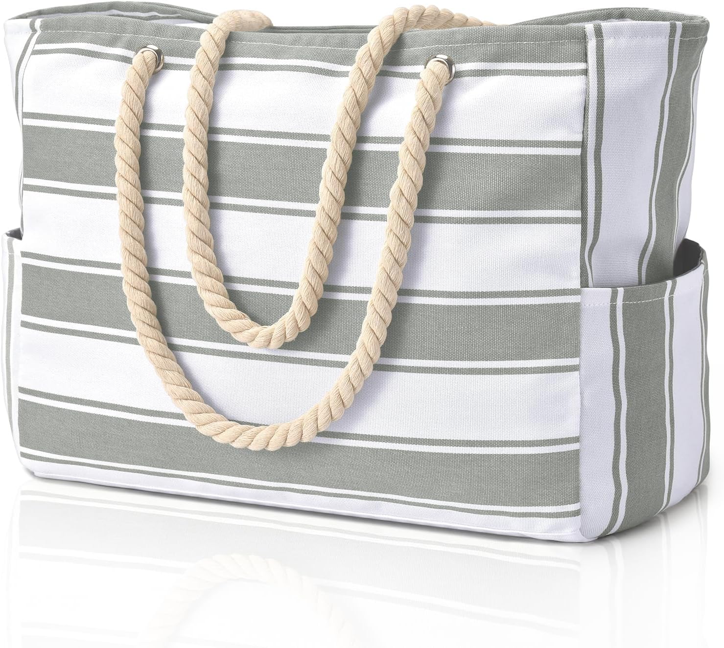Oversized Waterproof Sandproof Beach Tote Bag With Secure Zipper Top