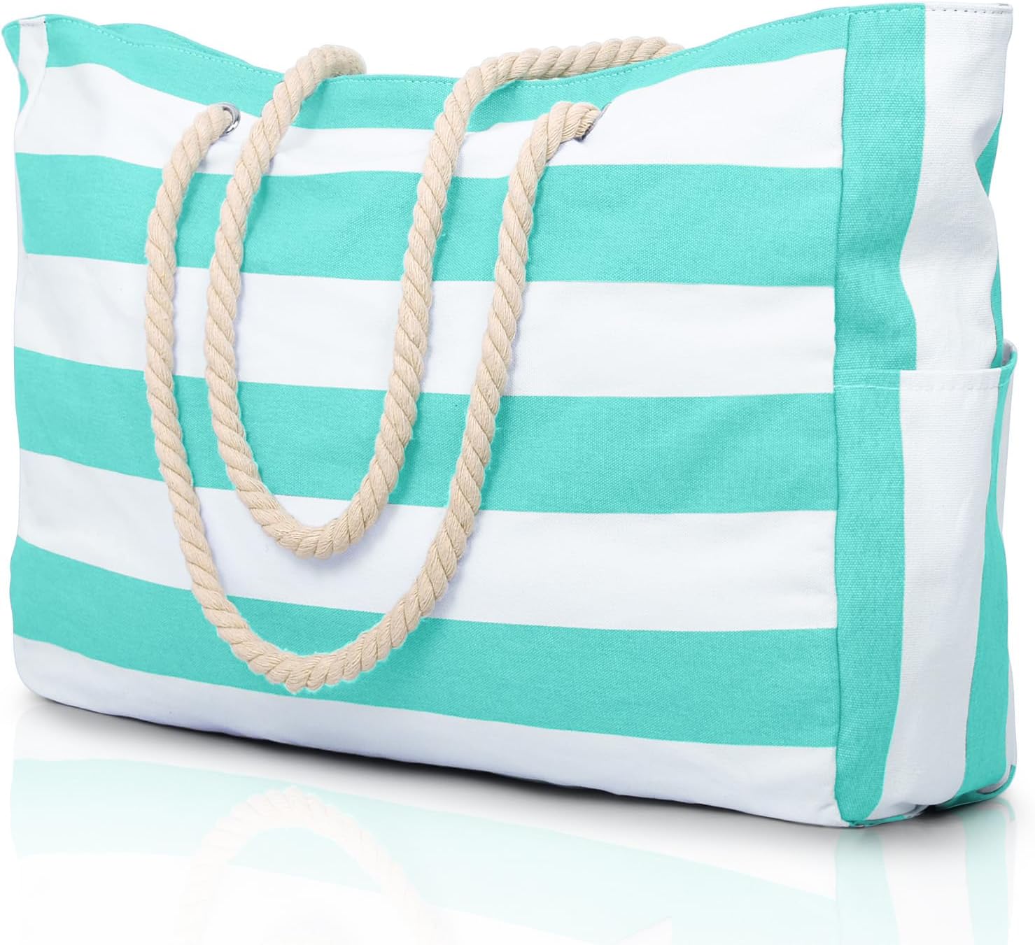 Oversized Waterproof Sandproof Beach Tote Bag With Secure Zipper Top