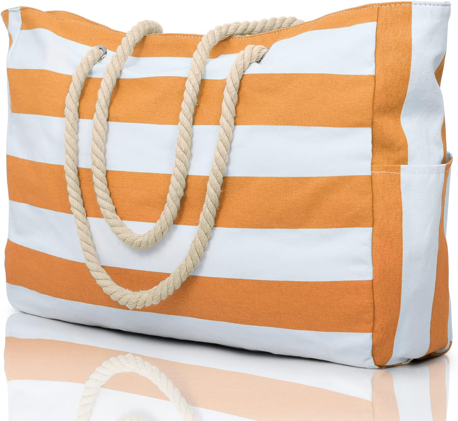 Oversized Waterproof Sandproof Beach Tote Bag With Secure Zipper Top