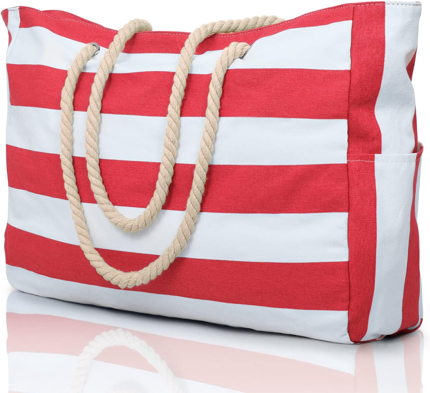 Oversized Waterproof Sandproof Beach Tote Bag With Secure Zipper Top