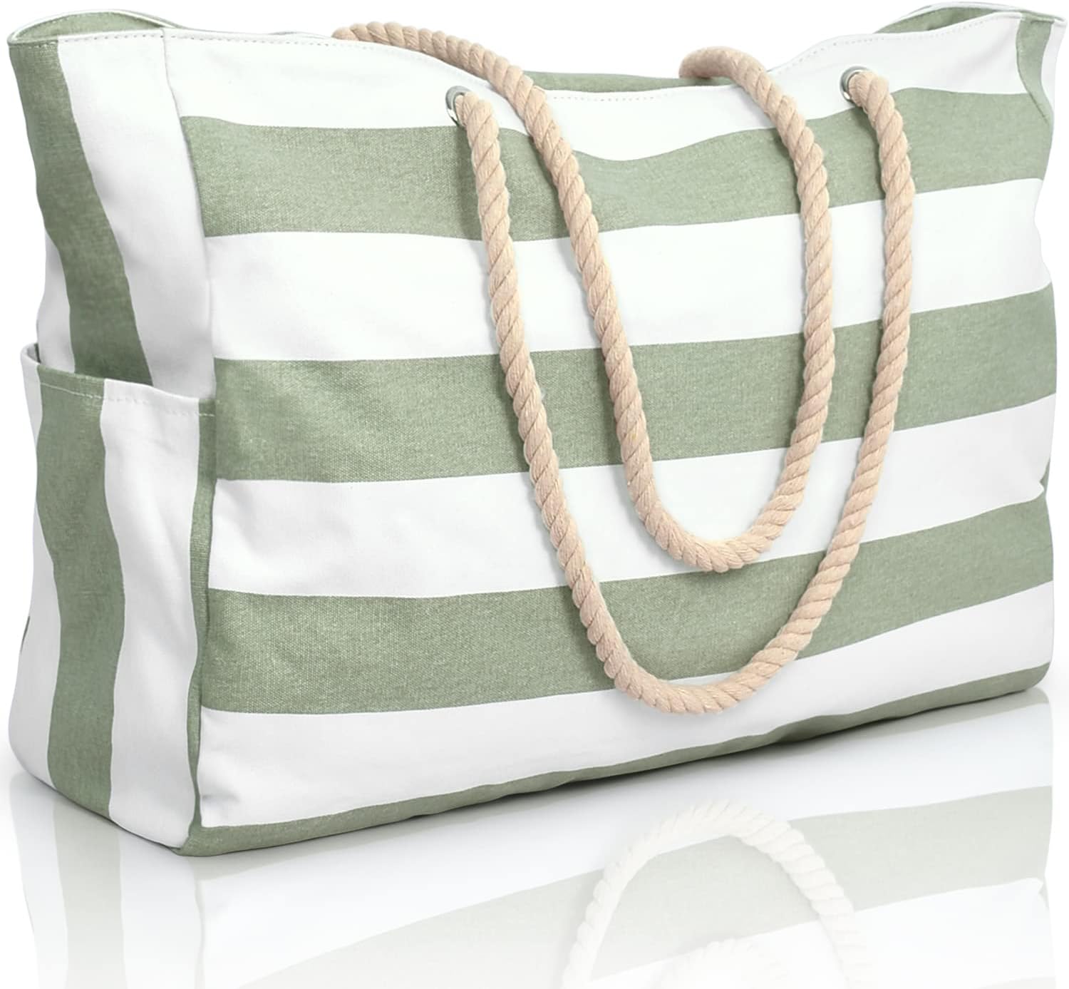 Oversized Waterproof Sandproof Beach Tote Bag With Secure Zipper Top