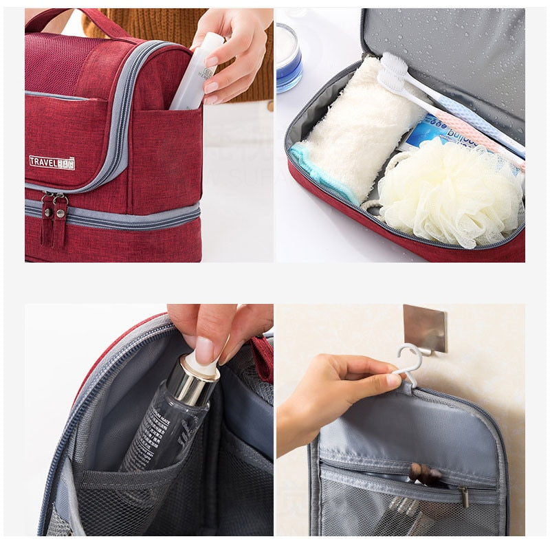 Hanging Toiletry Travel Bag with Spacious Multi-Section Organizer Design