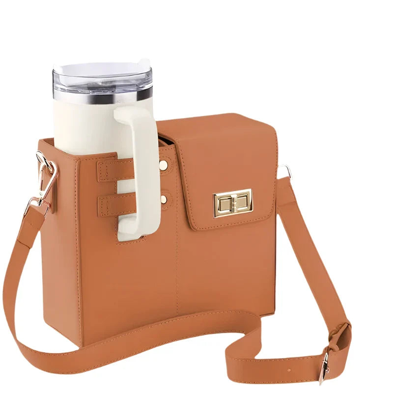 Anne | Women's PU Leather Crossbody Messenger Water Cup Holder Bag
