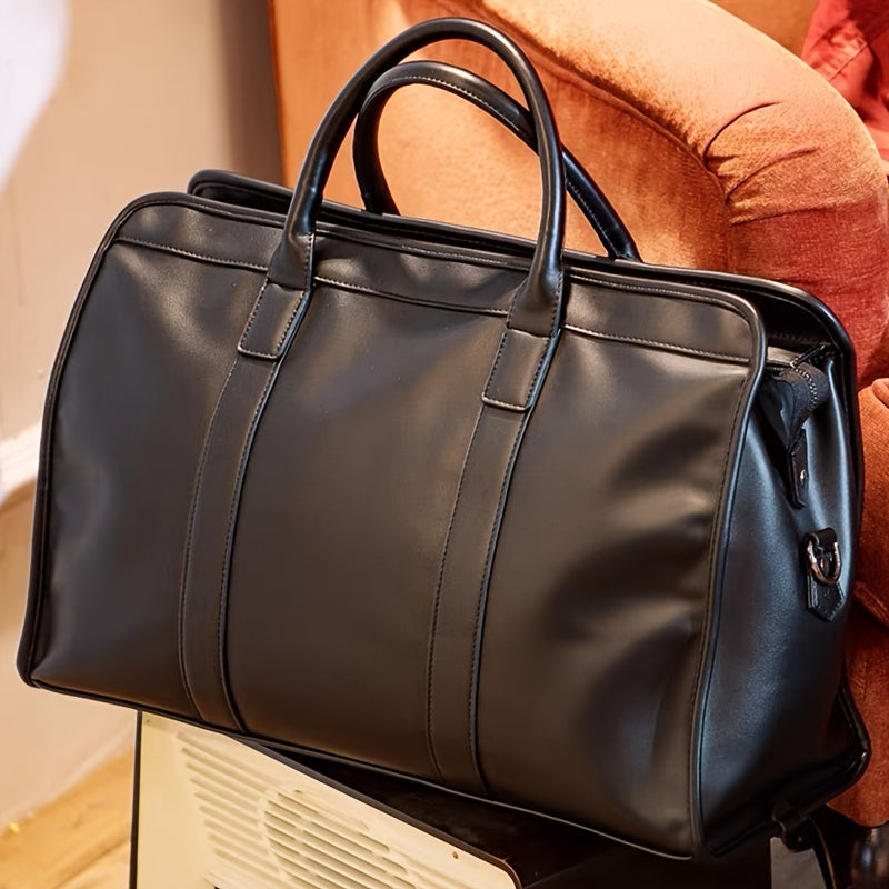 Men's Large Capacity Faux Leather Travel Duffle Bag