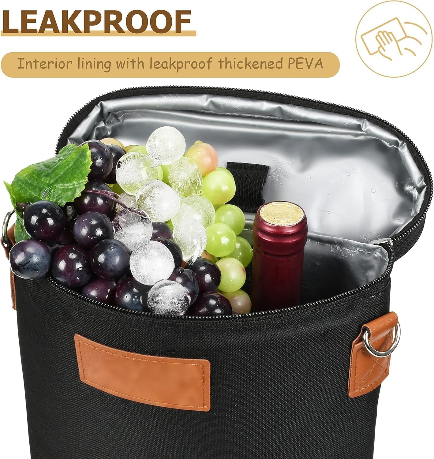 Double Wine Bottle Cooler Carrier Bag for Travel and Outdoor Picnics