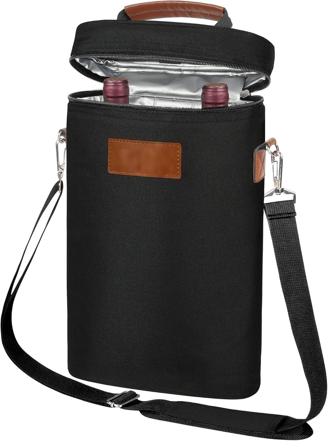 Double Wine Bottle Cooler Carrier Bag for Travel and Outdoor Picnics
