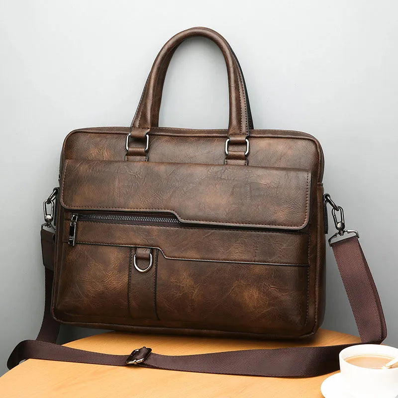 Classic Men's Shoulder Bag with Organised Compartments