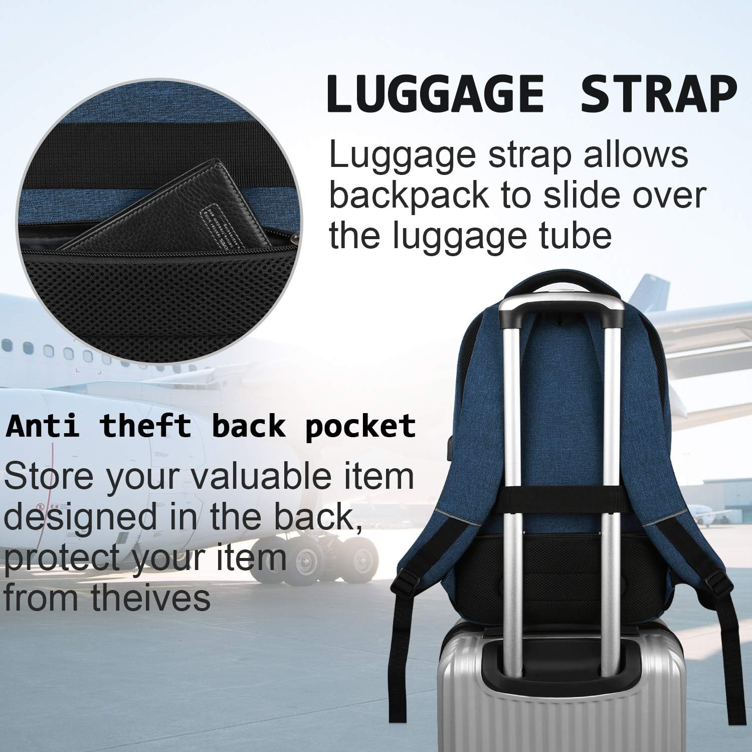 Anti-Theft Slim Laptop Backpack with USB Port for Secure Daily Travel