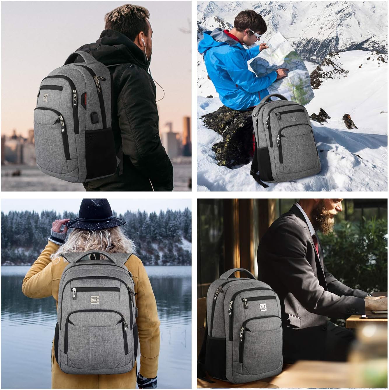 Anti-Theft Slim Laptop Backpack with USB Port for Secure Daily Travel