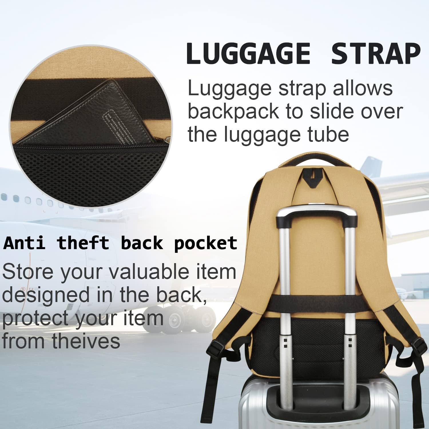 Anti-Theft Slim Laptop Backpack with USB Port for Secure Daily Travel