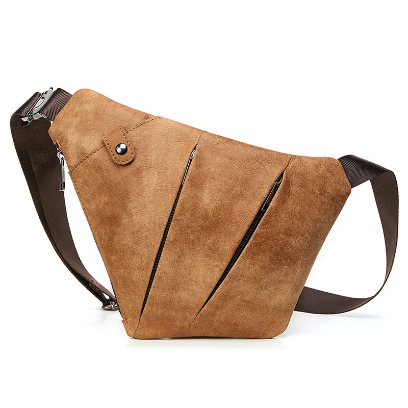 Men's Urban Geometric Leather Crossbody Bag